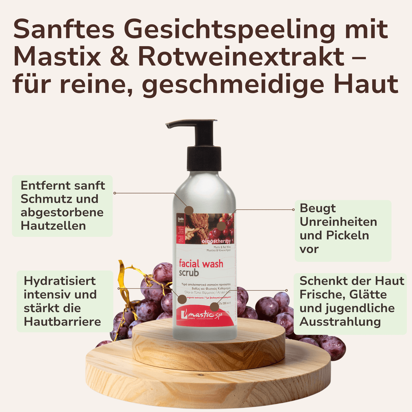 Waschpeeling mit Mastix & Rotwein