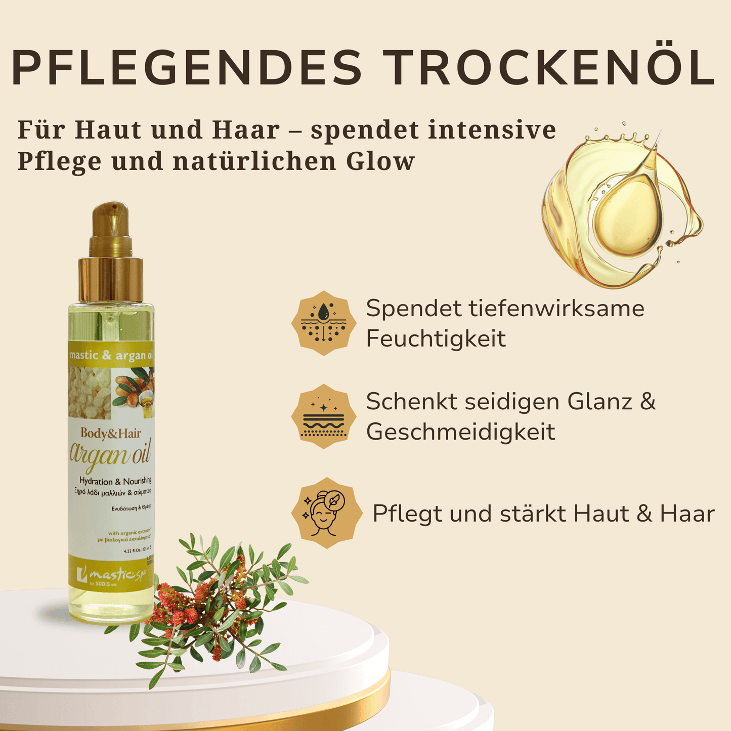 Körper-Haaröl mit Mastix & Arganöl 2-in-1 Pflege & Schutz